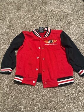 Red & Black '95 Lightning McQueen Varsity Jacket